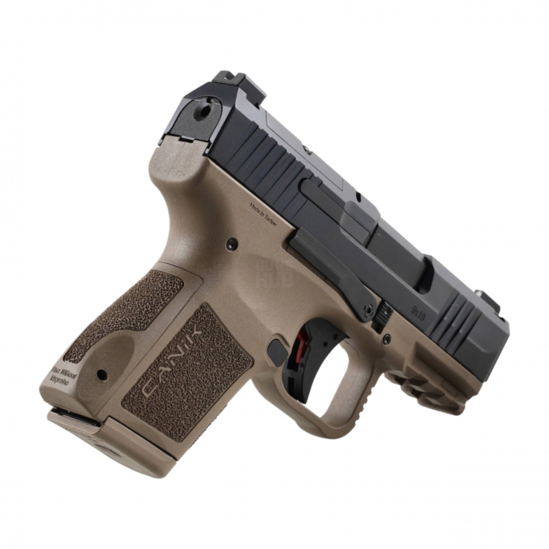 Pistolet Canik METE MC9 - chwyt, komora zamkowa - rzut z pforilu