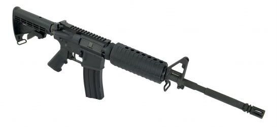 Karabinek DPMS DR-15 M4 - lufa, łoże dwudzielne - rzut z góry