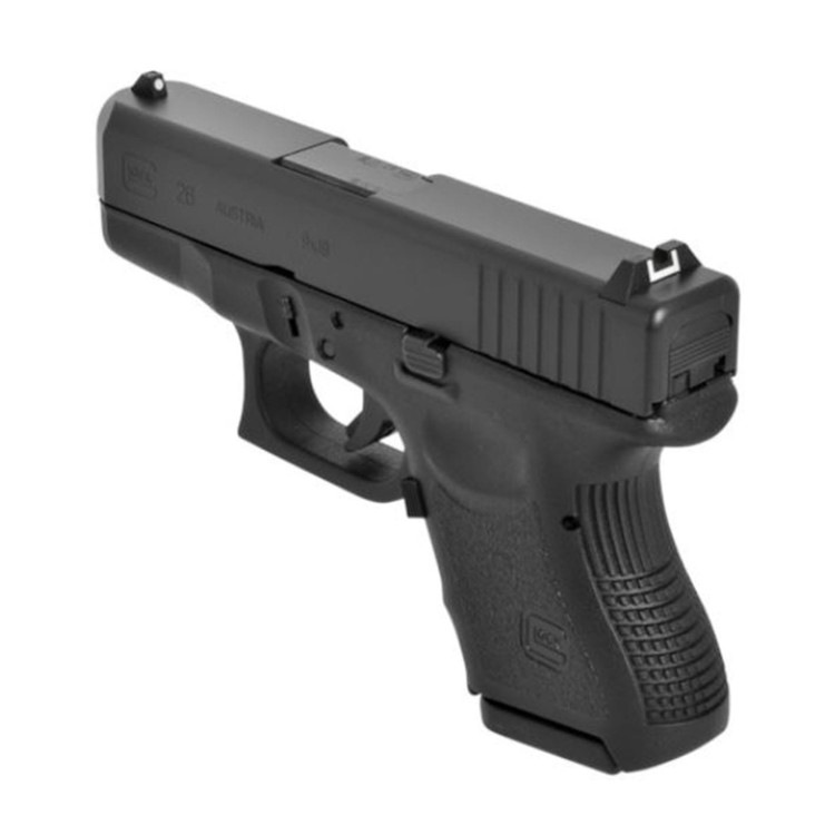Pistolet Glock 26 Gen3 - chwyt, zamek - rzut z profilu