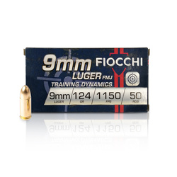 Fiocchi - Pistol Ammunition 9x19 Luger Parabellum FMJ 124gr/8.0g - BOX 50 rounds - #709112