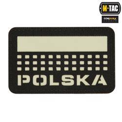M-Tac - Patch with Flag and Inscription Poland - Laser Cut - Pixels/Rectangle - Black/White - 51007202