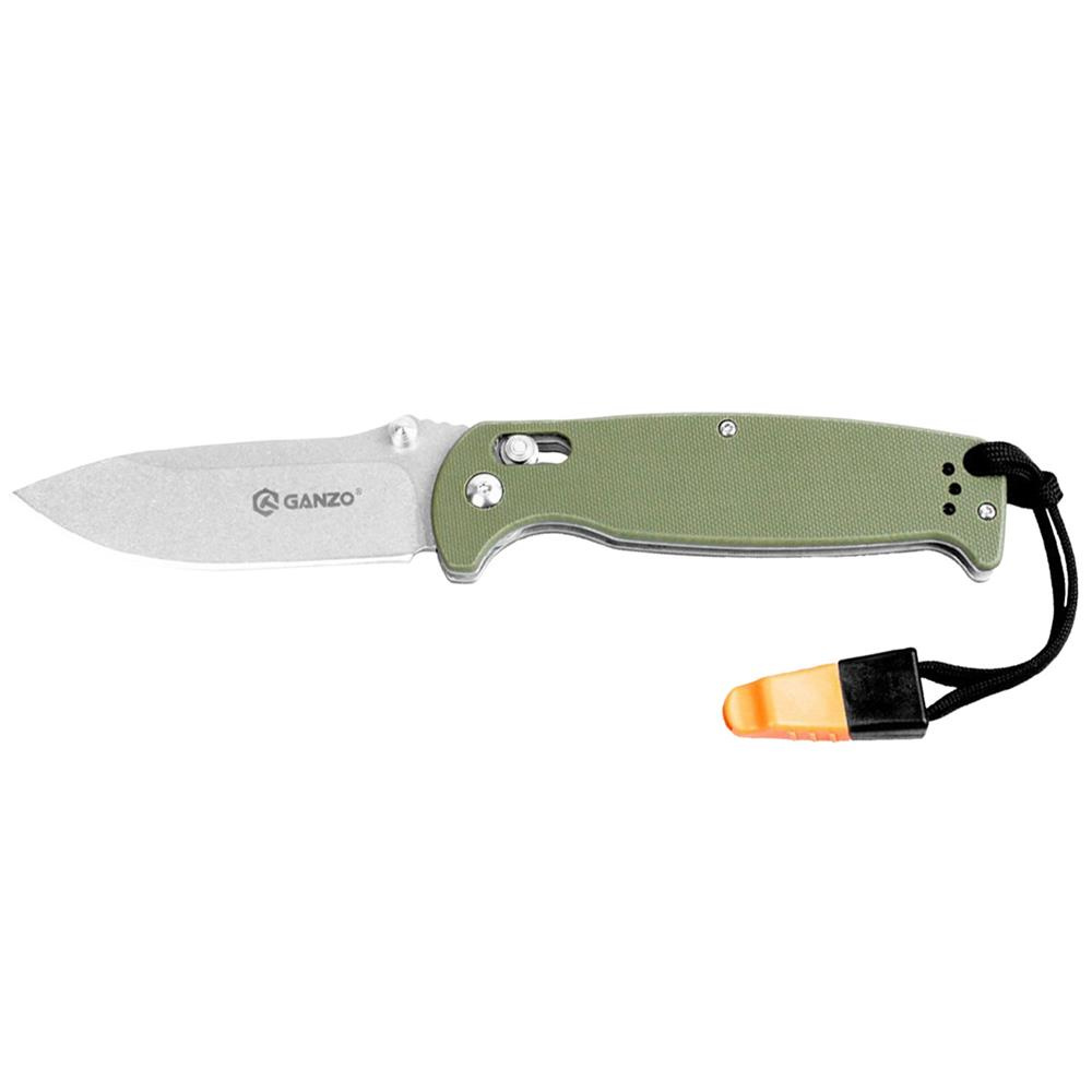 Ganzo G7412 EDC Folding Knife with Whistle GLock Green G7412