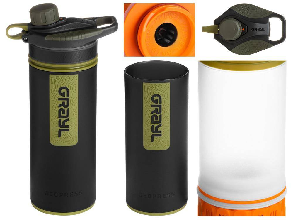 Grayl GeoPress water filter bottle 710 ml Black / Green 400BLK