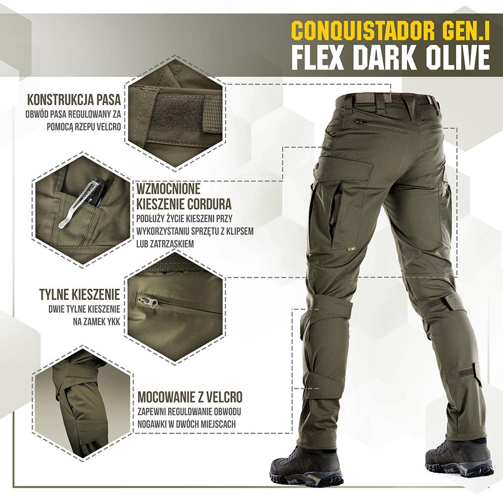 M-Tac - Tactical Pants Conquistador Gen. I Flex - Ripstop - Dark Olive ...