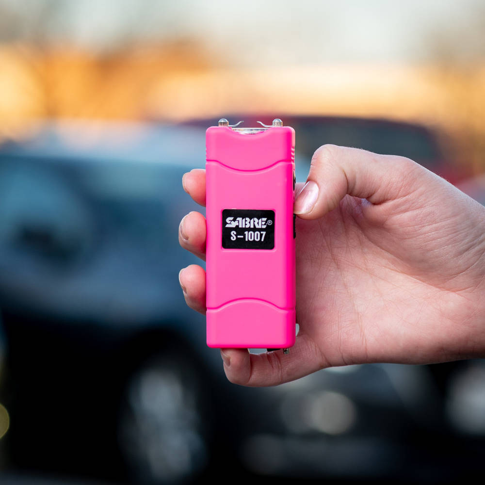 Sabre Red Rechargeable Flashlight With Stun Gun 3.8 M V 120 lm