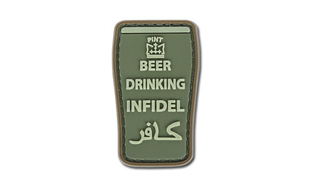 4TAC - PVC Patch - Beer Drinking Infidel - Olive -  3D PVC Morale Patches