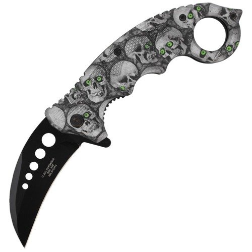 Herbertz Solingen - Carambit knife Skulls Design 73mm - 572413 - Folding Blade Knives
