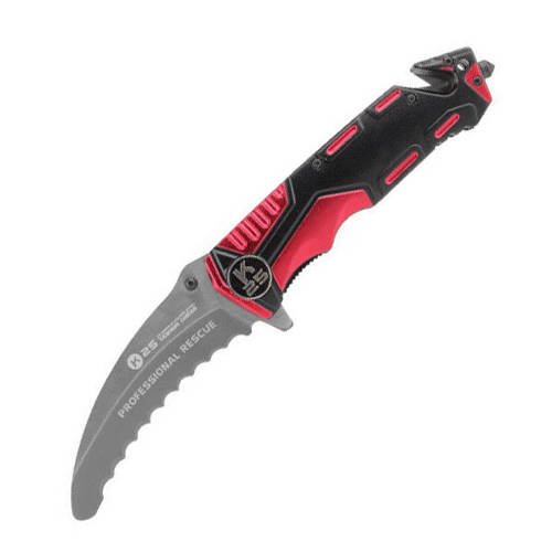 K-25 - Folding rescue knife with pouch - Red - 19996 - Folding Blade Knives