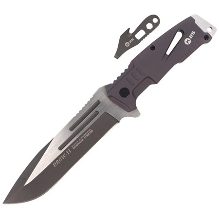 K25 - DROW II Grey 150 mm Fixed Blade Knife + MultiTool - 32174
