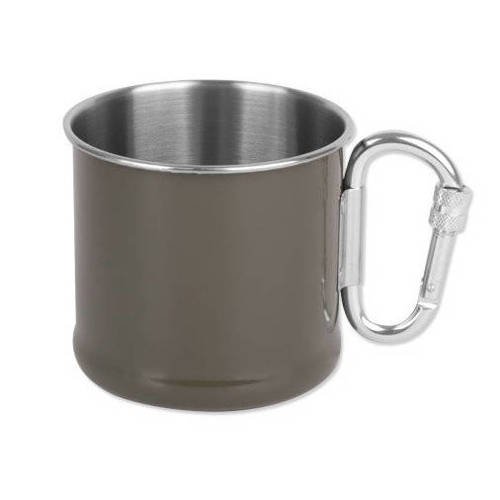Mil-Tec - Stainless steel mug with carabiner - 500 ml - OD Green - 14608202 - Utensils & Cutlery