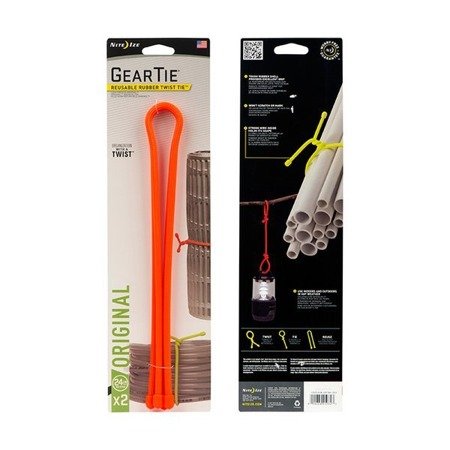 Nite Ize - Gear Tie® Reusable Rubber Twist Tie™ 24 in. - 2 pcs - Bright Orange - GT24-2PK-31 - Nite Ize