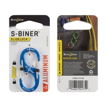 Nite Ize - S-Biner® SlideLock® Aluminum #2 - Blue - LSBA2-03-R6 - Aluminum Carabiners