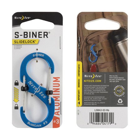 Nite Ize - S-Biner® SlideLock® Aluminum #3 - Blue - LSBA3-03-R6 - Aluminum Carabiners