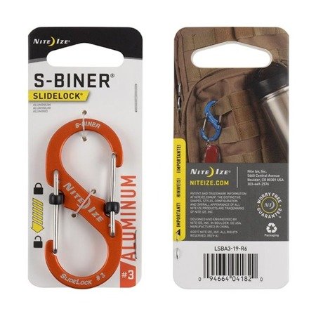 Nite Ize - S-Biner® SlideLock® Aluminum #3 - Orange - LSBA3-19-R6 - Aluminum Carabiners