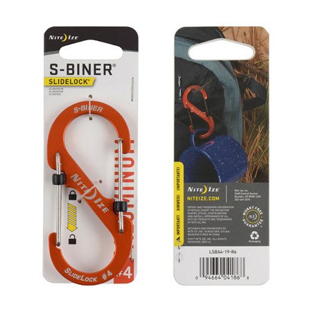Nite Ize - S-Biner® SlideLock® Aluminum #4 - Orange - LSBA4-19-R6 - Aluminum Carabiners