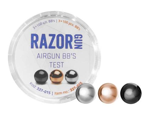 RazorGun - BBs TEST Pellets Set - 4,46 mm - Black, Siver, Gold - 3x 100 pcs - 337-015 - BB