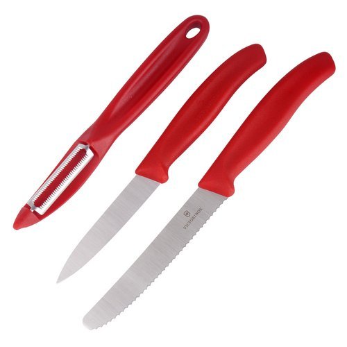Victorinox - Swiss Classic Paring Knife Set with Peeler - 3 pcs - Red - 6.7111.31 - Tourist Cutlery
