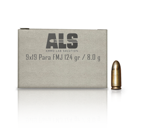 ALS - Reelaborated Pistolenmunition 9 x 19 Para FMJ 124 gr / 8,0 g - 250 Stück.