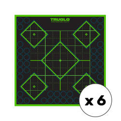 TruGlo - Selbstklebende Schießscheiben TruSee - 5-Diamant - 305 x 305 mm - Fluoreszierendes Grün - 6 Stück - TG-TG14A6