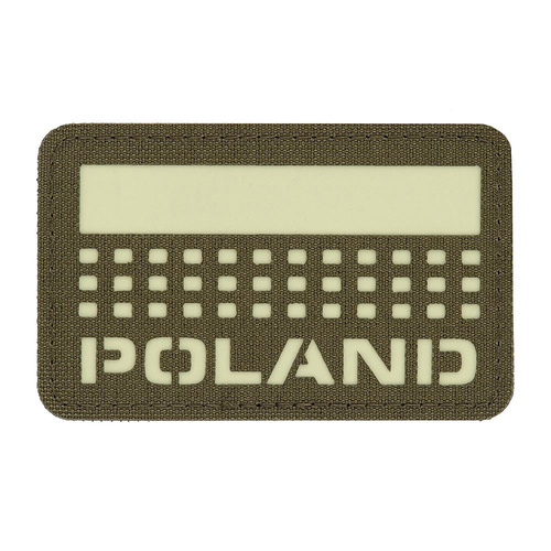 M-Tac - Aufnäher mit Polen-Flagge und Aufschrift - Fluoreszierend - Pixel/Rechteck - Ranger Grün - 51006223 - Flaggen
