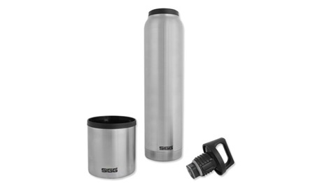 SIGG Thermosflasche mit Becher Isolierflasche 0,75 L Hot & Cold Flasche Silber 