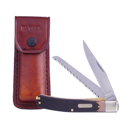 Schrade - Old Timer® Buzzsaw Trapper Lockblade Folding Pocket Knife mit Lederscheide - 97OT - Klappmesser