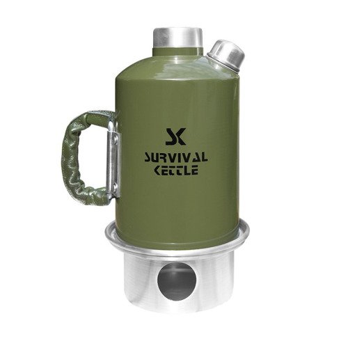 Survival Wasserkocher - Grüner Touristik-Wasserkocher - 1,2 l - Besteck & Geschirr