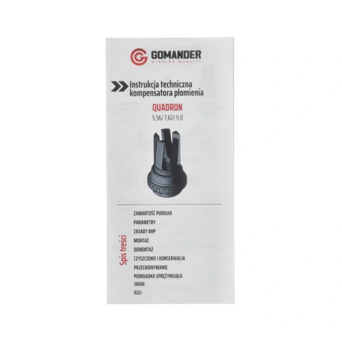 Tłumik płomienia Gomander Quadron Evo 9 mm 1/2x28 - Stal hartowana - Czarny - TB0.10205