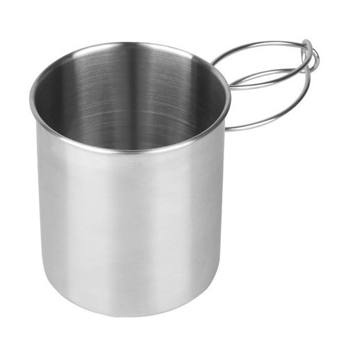 Mil-Tec - Kubek ze stali nierdzewnej ze składanym uchwytem - 800 ml - Stal nierdzewna - Srebrny - 14602800
