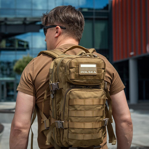 M-Tac -  Naszywka Z Flagą i Napisem Polska - Laser Cut - Piksele/Prostokąt - Coyote / Fluo - 51007205