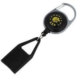 ESP - Retraktor do miotacza gazu Ø 22 mm z karabińczykiem i klipsem - Czarny - RETRACTABLE HOLDER