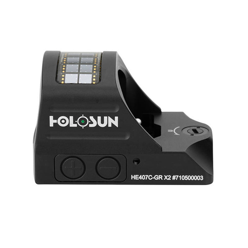 Holosun - Kolimator otwarty HE407C X2 - Zielony znak celowniczy - 2 MOA - Panel słoneczny - HE407C-X2-GR