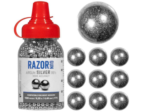 RazorGun - Śrut Silver BBs - 4,46 mm - 1500 szt. - Srebrny - 337-001