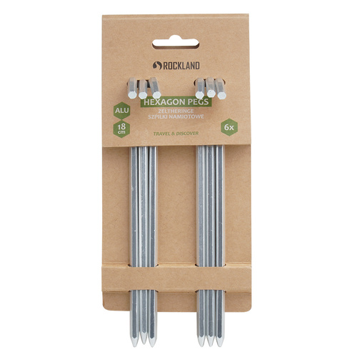 Rockland - Szpilki do namiotu - 18 cm - Heksagonalne - Aluminiowe - 6 szt.