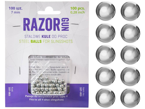 RazorGun - Kulki stalowe do procy - 7 mm - 100 szt. - 337-003