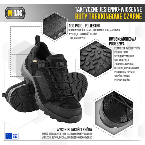 M-Tac - Buty taktyczne Jesienno-wiosenne - Poliester - Czarne - 1JJ115/2WPLV