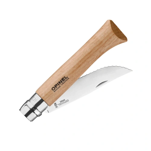 Opinel - Nóż turystyczny Inox Natural No. 12 - Składany - Ząbkowane ostrze - 002441