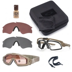 Oakley - Zestaw Operator Kit - Okulary balistyczne M Frame ALPHA - Gogle HALO - 4 wizjery - Tan - OO9296-2844