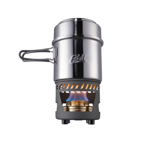 Esbit - Kuchenka turystyczna na spirytus z dwoma garnkami Cookset - 985 ml - Srebrna - CS985ST