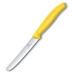 Victorinox - Nóż kuchenny Swiss Classic z zaokrąglonym czubkiem - Ząbkowany - Żółty - 6.7838