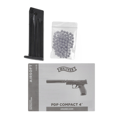 Umarex - Replika ASG pistoletu Walther PDP Compact 4" - 6 mm - Sprężynowa - Czarna - 2.5110