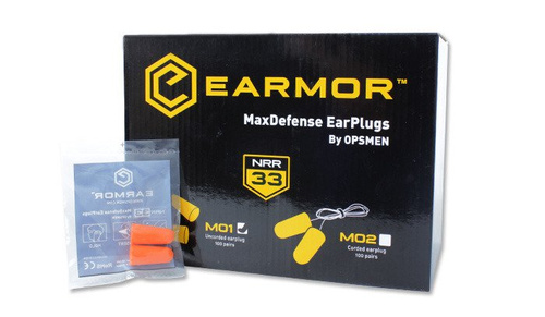 Earmor - Piankowe zatyczki do uszu MaxDefense - M01 - BOX 60 szt.
