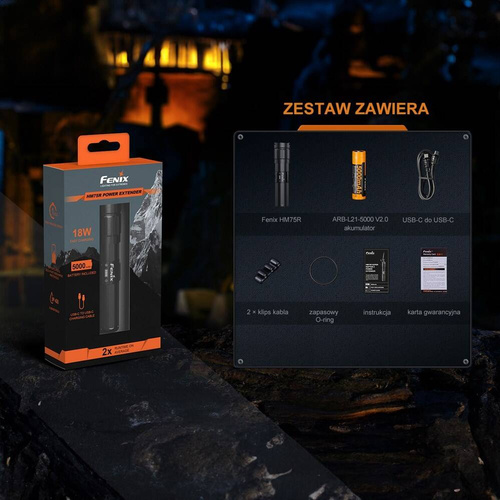 Fenix - Latarka czołowa LED bez zasobnika - Czarna/Żółta - HM75R SE