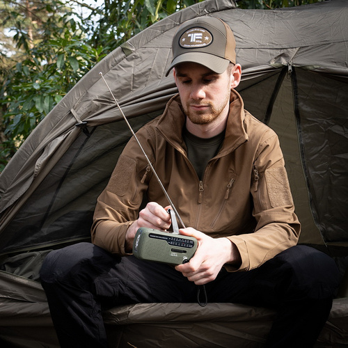 Fosco Industries - Radio Survival z panelem słonecznym i korbką - SW1/SW2/FM/AM - Zielony - 464601