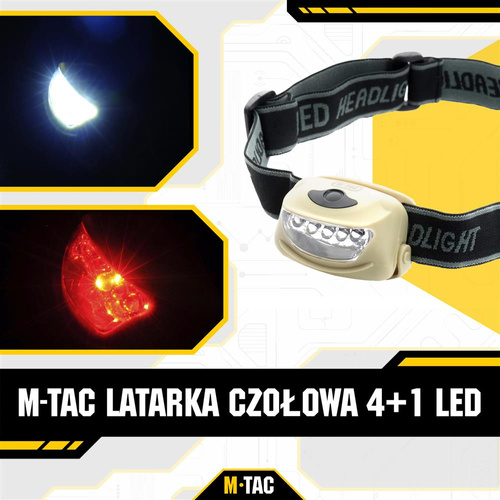 M-Tac - Latarka czołowa 4+1 LED - Khaki - MTC-HL-022