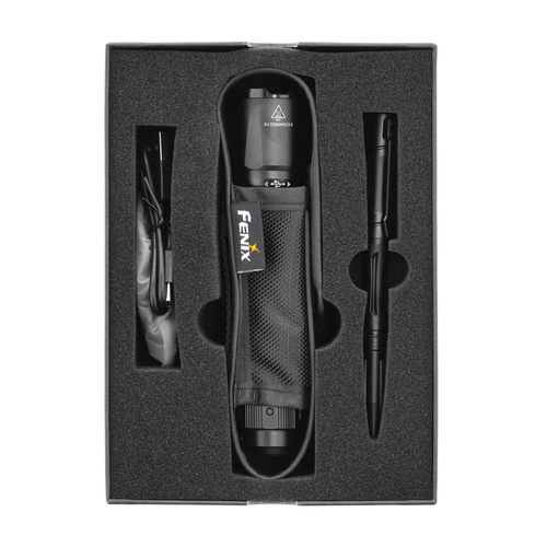 Fenix - Latarka taktyczna LED TK20R V2.0 z akumulatorem 5000 mAh + długopis T5 - 3000 lm - Czarna - TK20R V2.0 black+T5