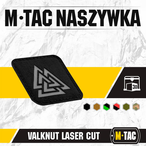 M-Tac - Naszywka Laser cut Valknut kwadrat - Czarny / Szary - 51162211