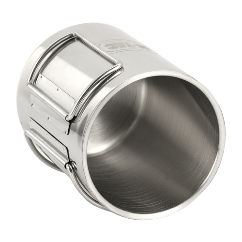 M-Tac - Kubek termiczny ze składanym uchwytem - 450 ml - Stalowy - Srebrny - CL1C-M83