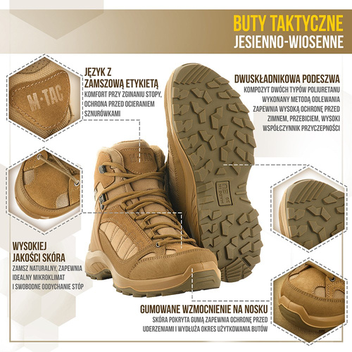 M-Tac - Buty taktyczne za kostkę jesienno-zimowe - Cordura - Coyote - 1JJ143/8TPLV