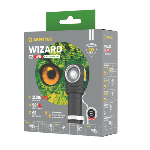 Armytek - Latarka akumulatorowa / czołówka Wizard C2 WR Magnet USB - 1020 lumenów - F06901PW